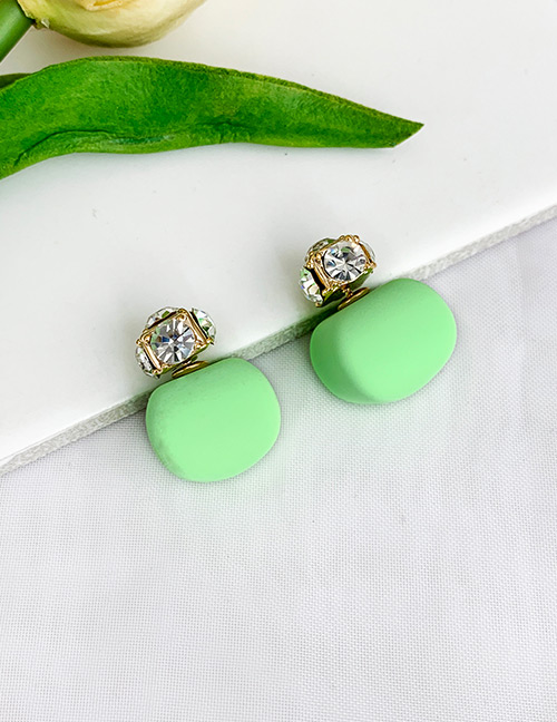 Fashion Fluorescent Green Alloy Diamond Stud Earrings