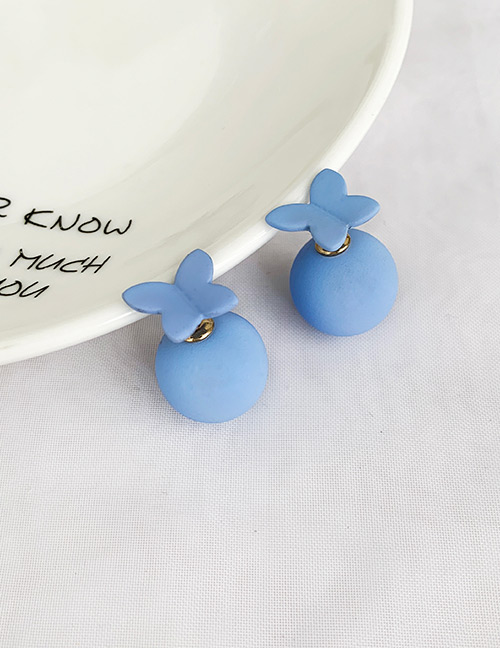 Fashion Blue Alloy Resin Butterfly Bead Earrings