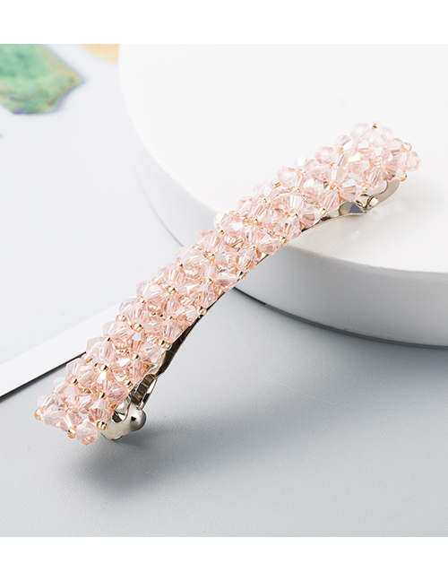 Fashion Pink Handmade Beaded Crystal Spring Clip
