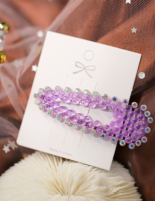 Fashion Purple Triangle Hollow Hairpin With Diamonds