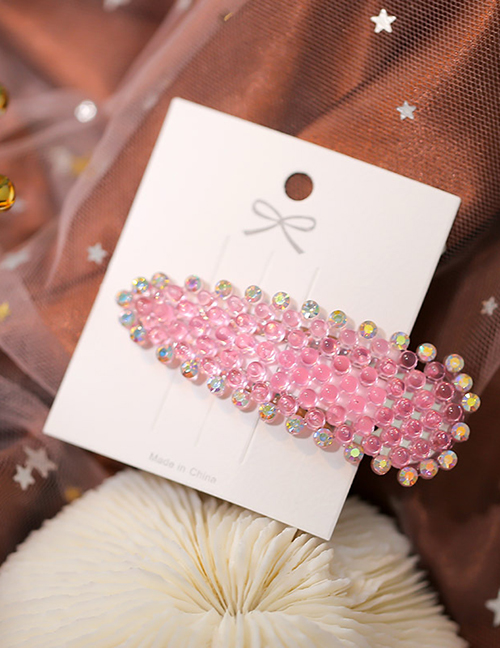 Fashion Pink Geometric Triangle Hairpin With Color Diamonds