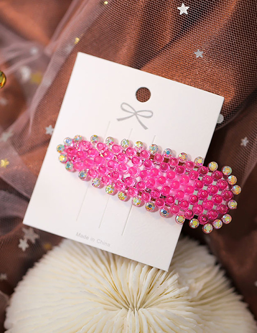 Fashion Red Geometric Triangle Hairpin With Color Diamonds