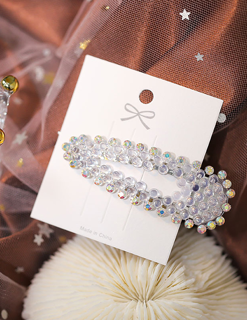 Fashion White Triangle Hollow Hairpin With Diamonds