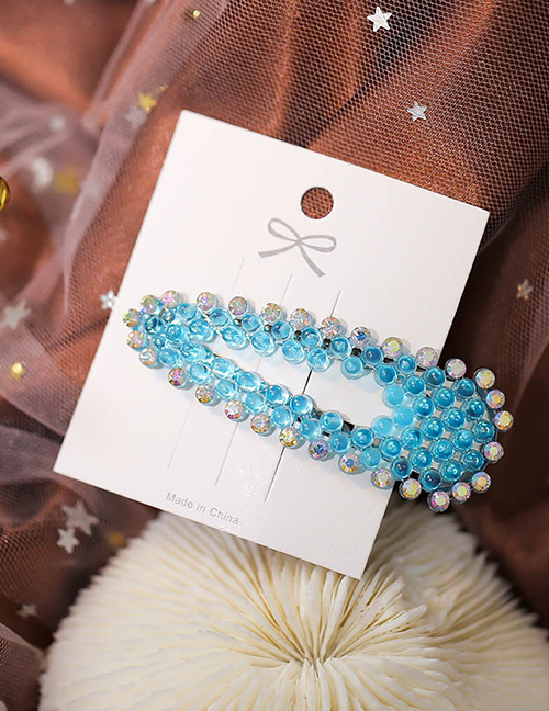 Fashion Blue Triangle Hollow Hairpin With Diamonds