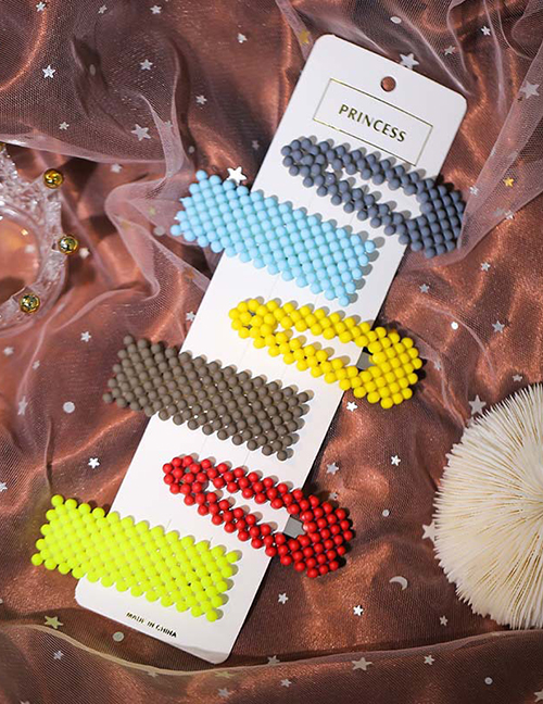 Fashion Color Mixing Resin Geometric Hollow Hairpin Set
