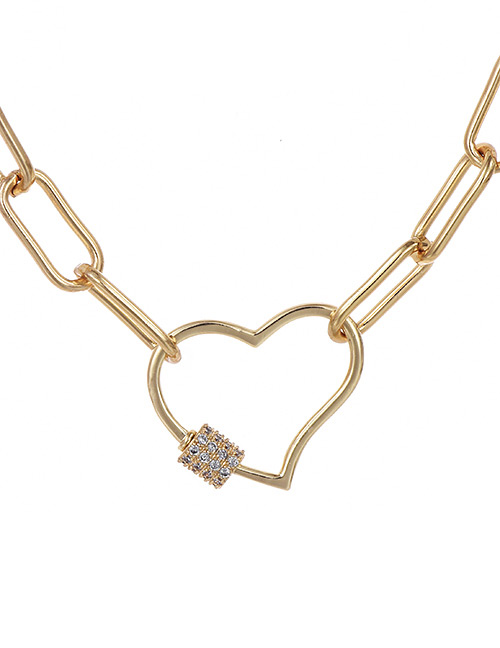 Fashion Gold 40cm Copper-set Zircon Love Necklace