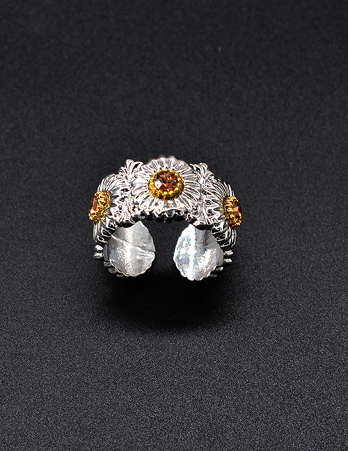 Fashion Diamond Small Daisy Diamond Adjustable Ring