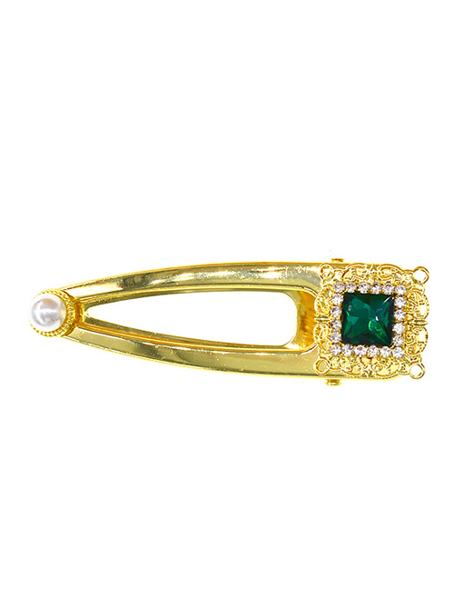 Fashion Green Diamond Crystal Pearl Hairpin