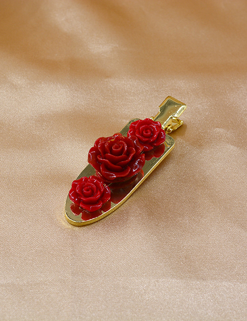 Fashion Red Small Shovel Glossy Resin Flower Hairpin