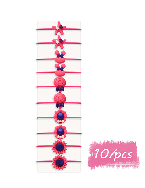 Fashion 10 Red Lollipop Bunny Sun Flower Geometric Children Hair Rope Set