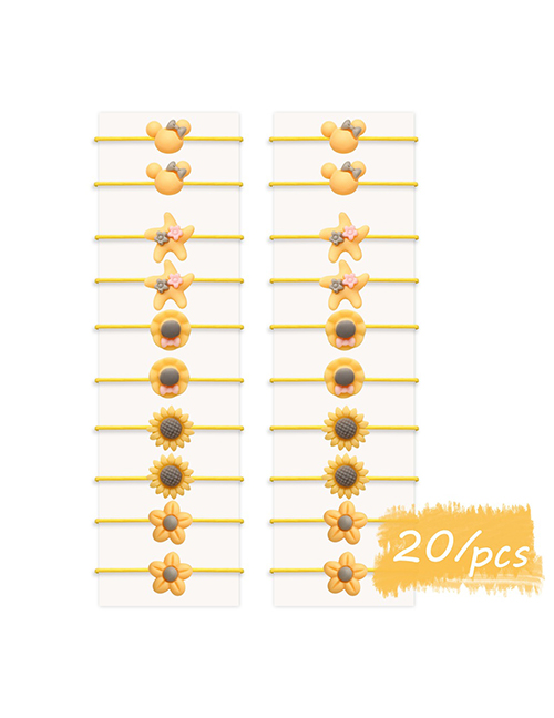 Fashion 20 Yellow Bunny Sun Flower Star Geometric Children's Hair Rope Set