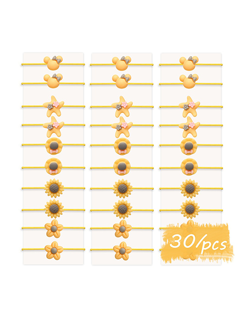 Fashion 30 Yellow Bunny Sun Flower Star Geometric Children's Hair Rope Set