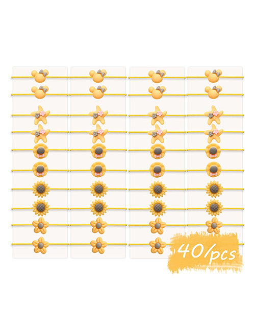 Fashion 40 Yellow Bunny Sun Flower Star Geometric Children's Hair Rope Set