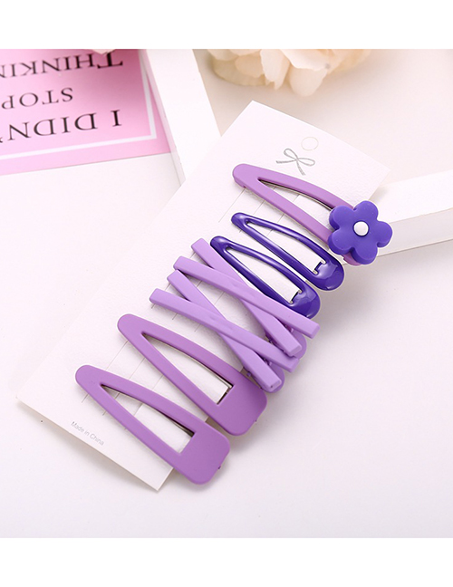 Fashion Purple Flower Cross Geometric Hollow Hair Clip Set