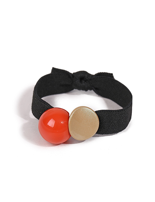 Fashion Black Geometric Round Hair Rope With Thick Rubber Band And Bright Beads