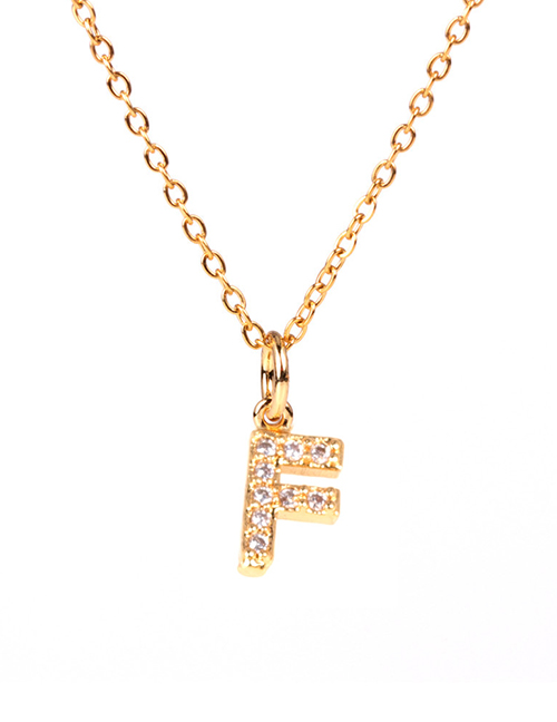 Fashion Golden F Diamond Clavicle Chain Diamond Letters Necklace