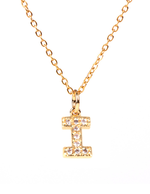 Fashion Golden I Diamond Clavicle Chain Diamond Letters Necklace