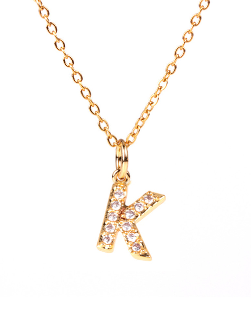 Fashion Golden K Diamond Clavicle Chain Diamond Letters Necklace
