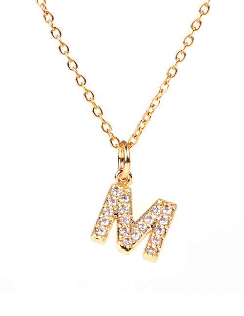 Fashion Golden M Diamond Clavicle Chain Diamond Letters Necklace