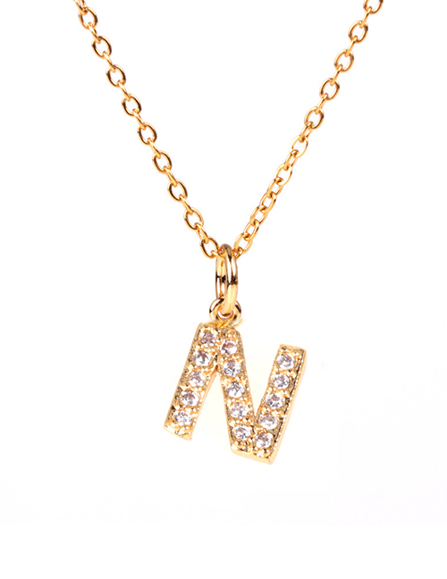 Fashion Golden N Diamond Clavicle Chain Diamond Letters Necklace