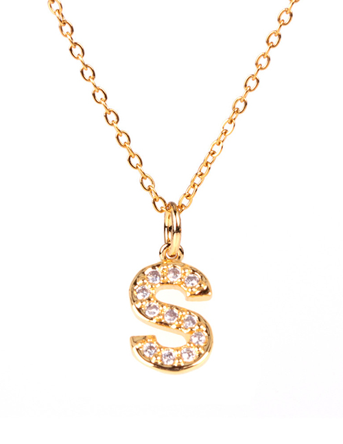 Fashion Golden S Diamond Clavicle Chain Diamond Letters Necklace