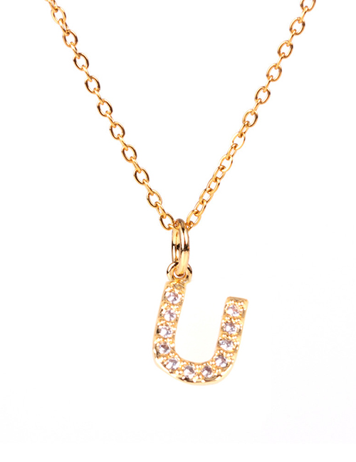 Fashion Golden U Diamond Clavicle Chain Diamond Letters Necklace
