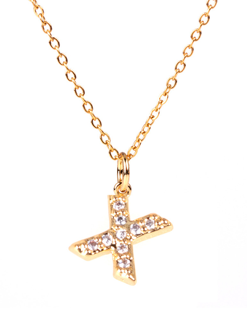 Fashion Golden X Diamond Clavicle Chain Diamond Letters Necklace