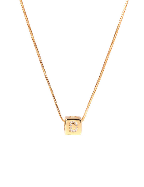 Fashion Golden D Letter Cube Dice Zircon Clavicle Necklace