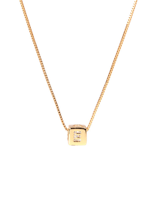Fashion Golden E Letter Cube Dice Zircon Clavicle Necklace