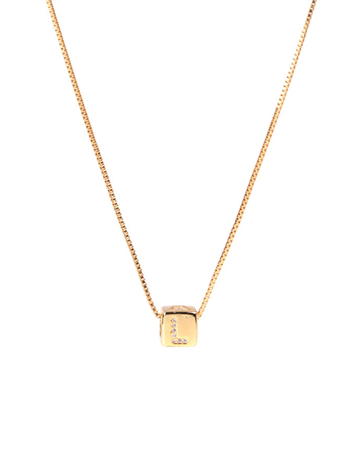 Fashion Golden L Letter Cube Dice Zircon Clavicle Necklace