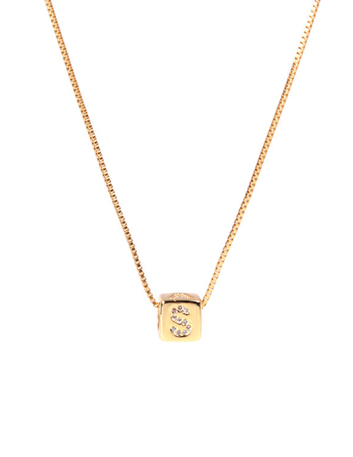 Fashion Golden S Letter Cube Dice Zircon Clavicle Necklace