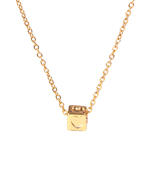 Fashion Golden Square Large Hole Bead Rubik's Cube Three-dimensional Love Necklace