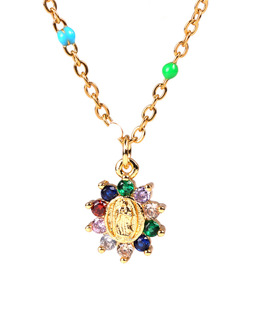 Fashion Golden Virgin Mary Micro-set Zircon Necklace
