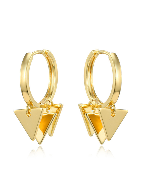 Fashion Golden Real Triangle Zircon Star Sequin Eye Earrings
