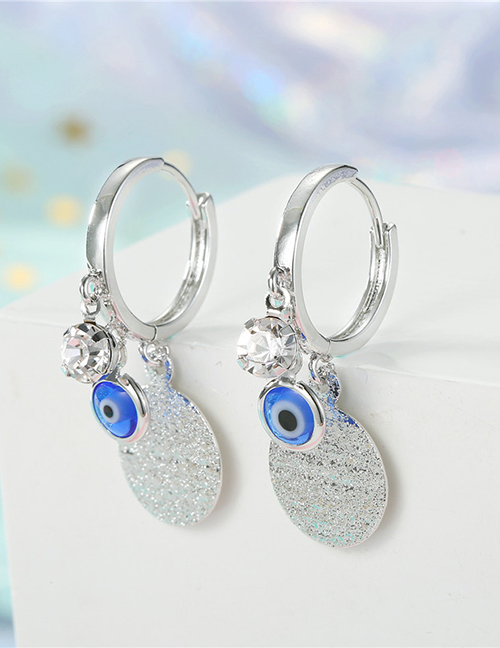 Fashion Silver Round Frosted Eyes Zircon Star Sequin Eye Earrings