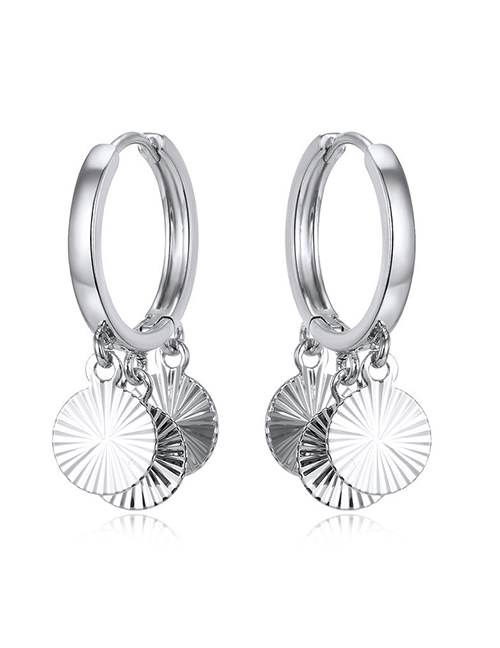 Fashion Silver Striped Disc Zircon Star Sequin Eye Earrings