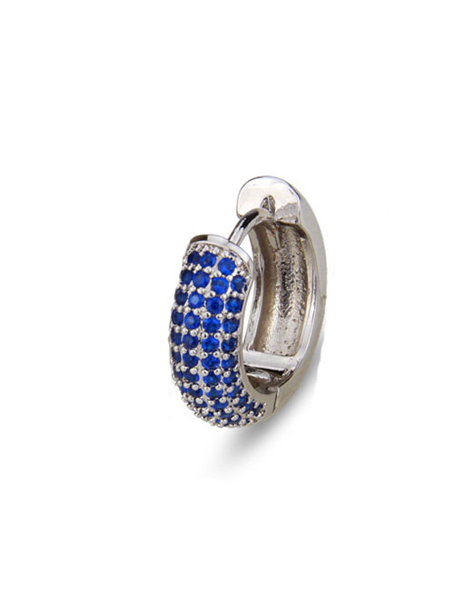 Large Platinum Blue Zirconium Gold-plated Geometric Round Earrings With Zircon