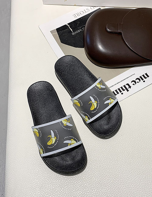 Fashion Banana On Black Fruit Sandals