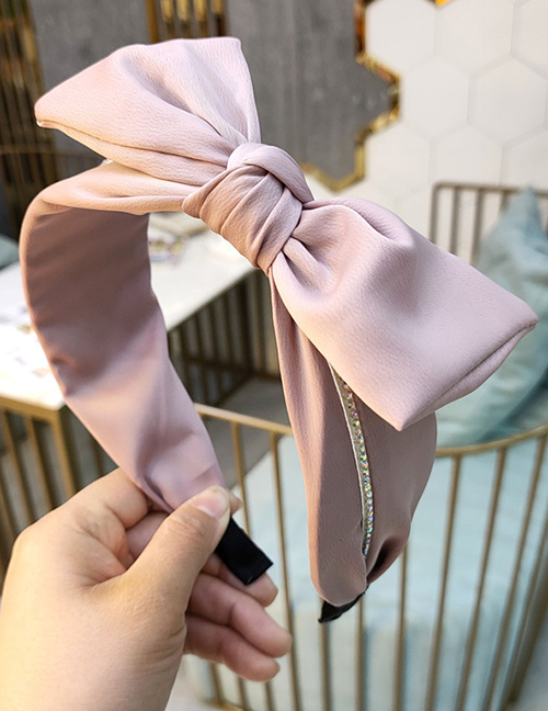 Fashion Pink Wide-brimmed Diamond Bow Hair Band
