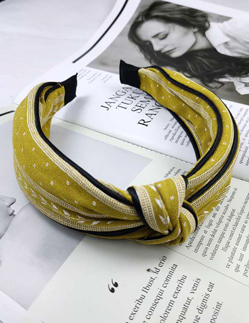 Fashion Yellow Double-layer Printed Fabric Dotted Knotted Headband
