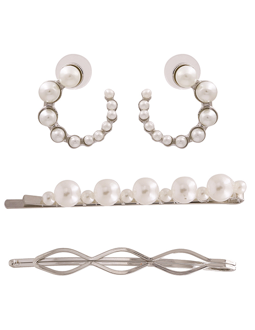 Fashion Silver Pearl Clip Pearl Earrings