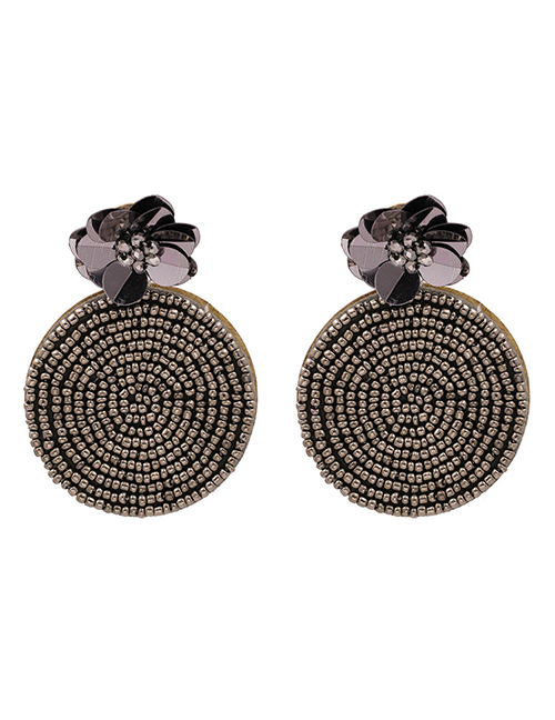 Fashion Silver Sequined Flower Bead Earrings