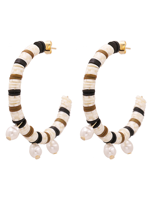 Fashion Beige C-shaped Rice Pearl Pearl Earrings