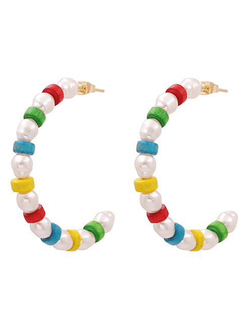 Fashion Color Pearl C-shaped Earrings