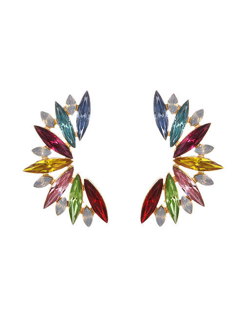 Fashion Color Alloy Diamond Stud Earrings