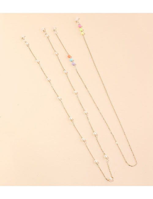 Fashion Golden Candy-colored Beads Imitation Pearl Chain Glasses Chain Set