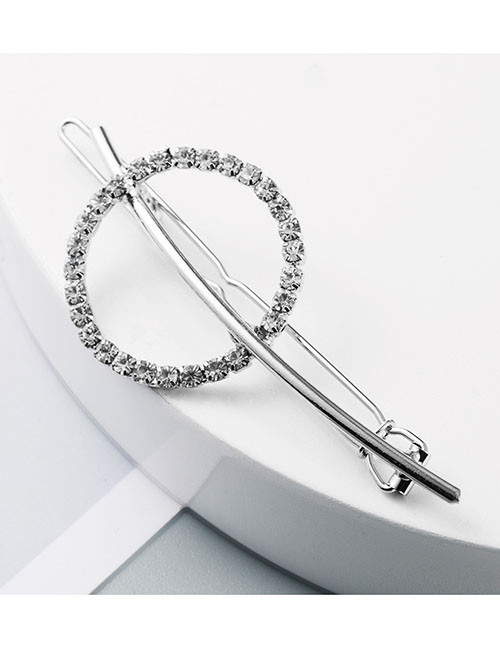 Fashion Circle Silver Diamond-shaped Geometric Hollow Alloy Hairpin