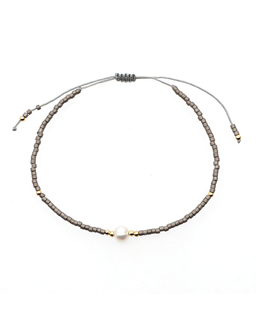 Fashion Dark Gray Rice Beads Hand-woven Natural Freshwater Pearl Bracelet