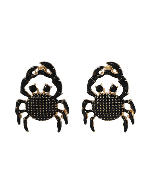 Fashion Black Oil Coated Crab Earrings