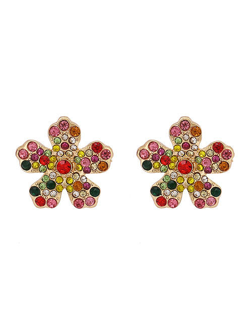 Fashion Colour Flower Diamond Alloy Earrings
